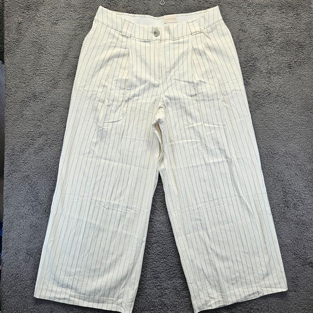 Lane‎ Bryant Pants Womens Size 18 White Black Striped Wide Leg Mid Rise
